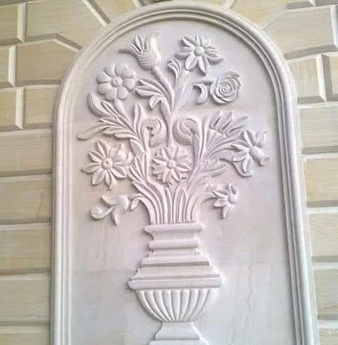 Motifs Vase De Fleures Sur Marbre Beige Crema